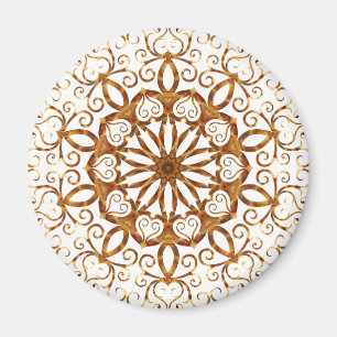Golden filigree flake on white magnet