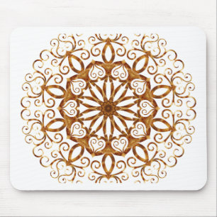 Golden filigree flake on white mouse pad