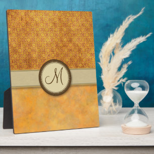 Golden Fire Coin Pattern with Monogram Plaque