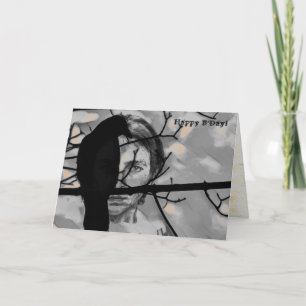 Golden Fire Raven Face Card