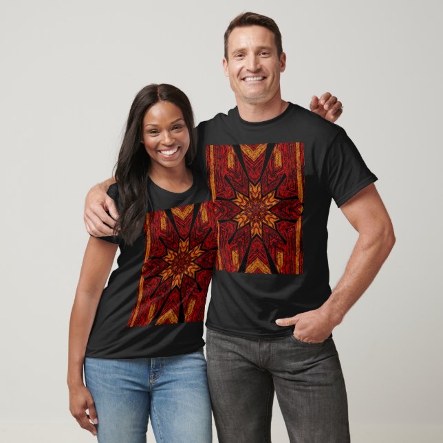 Golden Fire Star Bohemian Floral Graphic T-Shirt (Unisex)