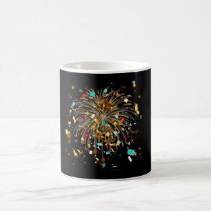 Golden Fireworks & Confetti Celebration Coffee Mug