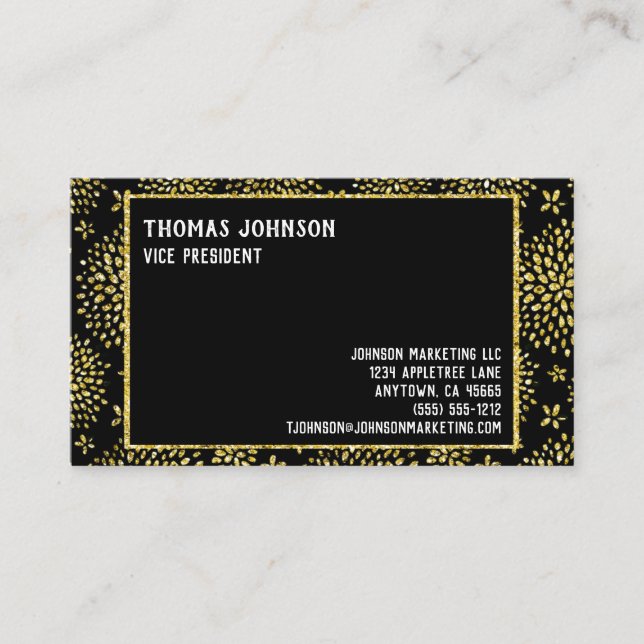 Golden Fireworks Style Seven Line Custom  Business Card (Front)