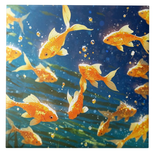 Golden fish Ceramic Tile (Front)