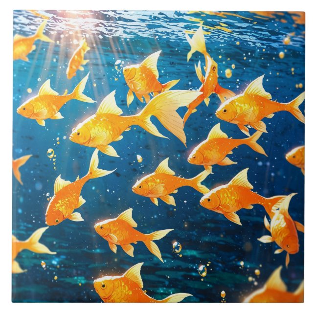 Golden fish Ceramic Tile (Front)