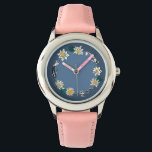 Golden Fish & Daisy Pink Leather Watch<br><div class="desc">Carry a moment of serenity on your wrist with our "Aquatic Blossom" timepiece. This unique watch features a delicate blue dial adorned with graceful golden fish weaving through a whimsical field of white daisies. Paired with a soft, blush-pink leather strap, it creates a refreshing and feminine aesthetic inspired by the...</div>
