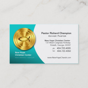 Golden Fish IXOYE Christian Symbol Minister/Pastor Business Card