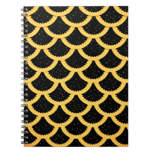Golden fish scales pattern notebook