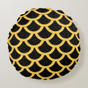 Golden fish scales pattern round cushion