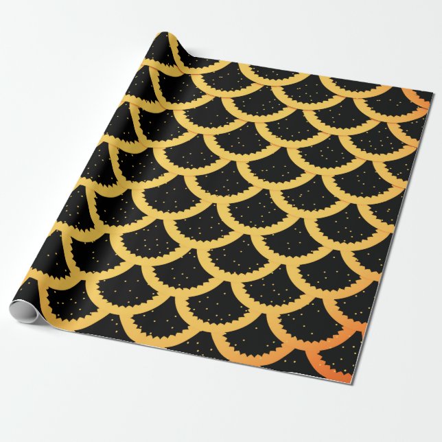 Golden fish scales pattern wrapping paper (Unrolled)