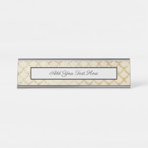 Golden Fish Scales Retro Grunge Mermaid Tail Sea Desk Name Plate