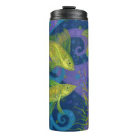 Golden Fish Underwater Art Pastel Painting Postcar