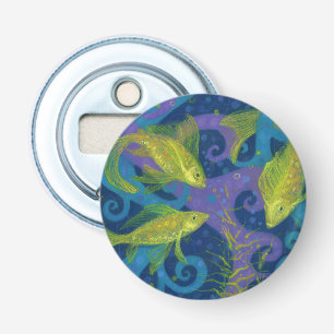 Golden Fishes, Pisces, fish, nautical underwater Bottle Opener