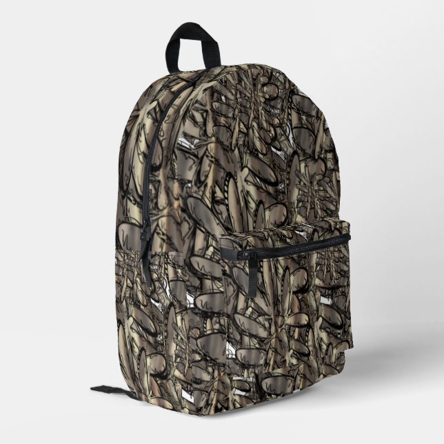 Golden flame flower printed backpack (Back Corner Left)