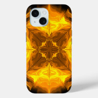 Golden Flame Kaleidoscope Fractal Art