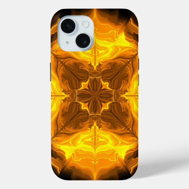 Golden Flame Kaleidoscope Fractal Art Case-Mate iPhone Case (Back)