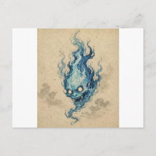 Golden Flame Onibi Spirit Postcard