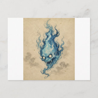Golden Flame Onibi Spirit Postcard