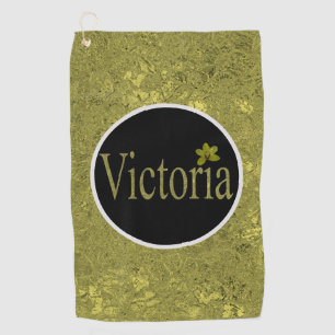 Golden Flecks Victoria Name Design, Golf Towel