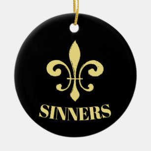 Golden Fleur De Lis, add, edit text Ceramic Ornament
