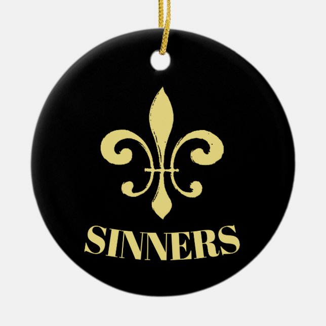 Golden Fleur De Lis, add, edit text Ceramic Ornament (Front)