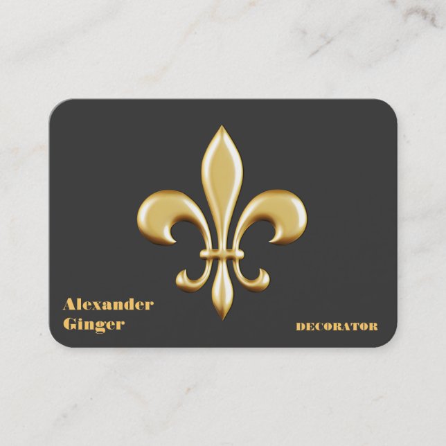 Golden Fleur De Lis Business Card (Front)
