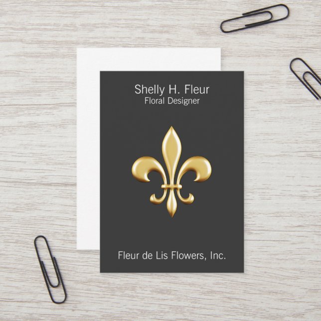 Golden Fleur De Lis Business Card (Front/Back In Situ)