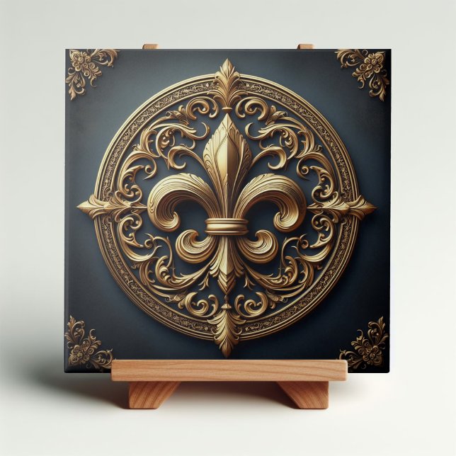 Golden Fleur De Lis Ceramic Tile (Creator Uploaded)