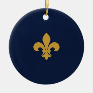 Golden Fleur De Lis Ceramic Tree Decoration