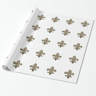 Golden Fleur de Lis Customisable Background Colour Wrapping Paper