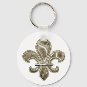 Golden Fleur de Lis Customisable Keychain