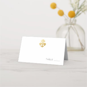 Golden Fleur de Lis Damask Pattern Place Card