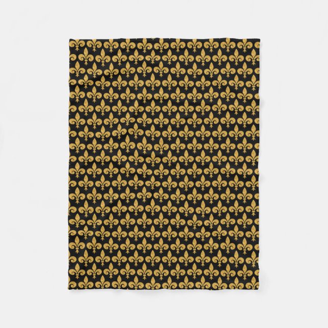 Golden Fleur de Lis Fleece Blanket (Front)