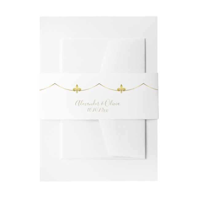 Golden Fleur de Lis Invitation Belly Band (Front Example)
