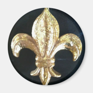 GOLDEN FLEUR DE LIS ON BLACK MAGNET