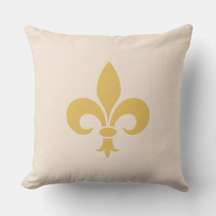 Golden Fleur de Lis on Light Champagne Beige Cushion