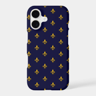 Golden Fleur de Lis on Navy Blue