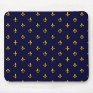 Golden Fleur de Lis on Navy Blue Mouse Pad