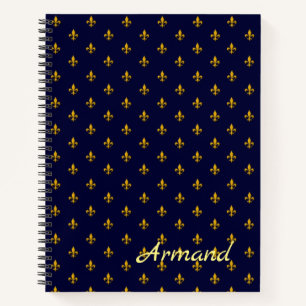 Golden Fleur de Lis on Navy Blue Notebook