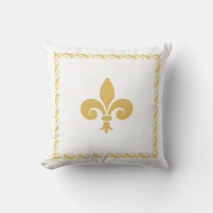 Golden Fleur de Lis on White Cushion
