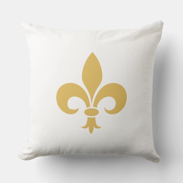 Golden Fleur de Lis on White Cushion (Front)