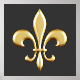 Golden Fleur De Lis Poster