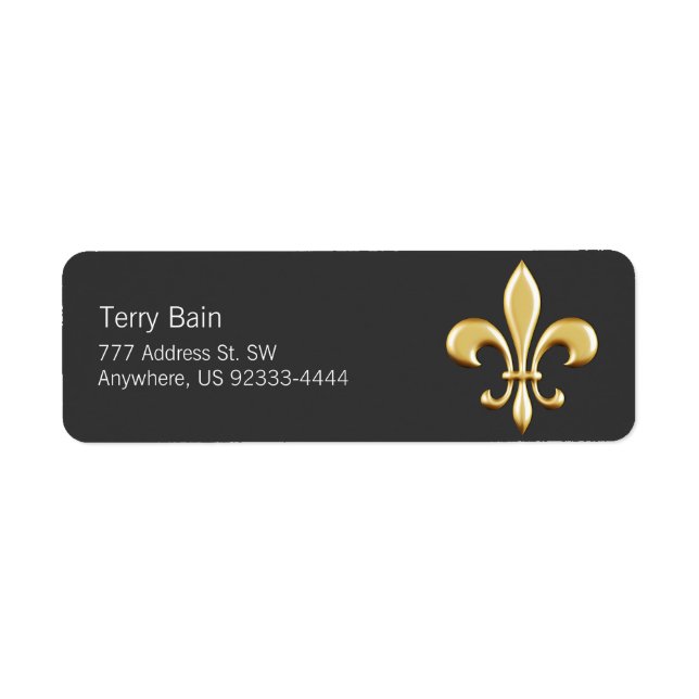 Golden Fleur De Lis Return Address Label (Front)