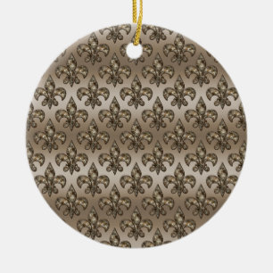 Golden Fleur-De-Lys Pattern Ceramic Tree Decoration