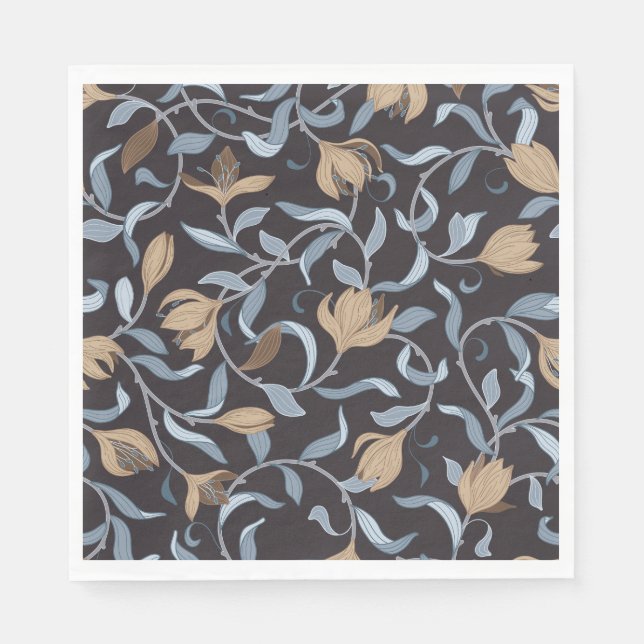 Golden Floral Arts and Crafts Inspired Napkin (Front)