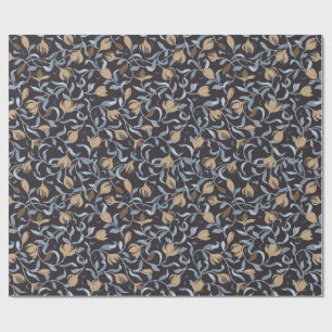 Golden Floral Arts and Crafts  Wrapping Paper