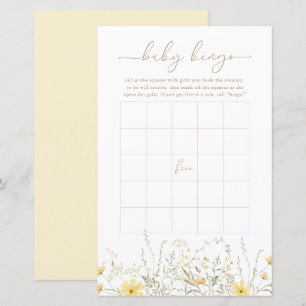 Golden Floral   Baby Bingo Game Card