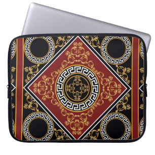 Golden floral baroque element with greek motif on laptop sleeve