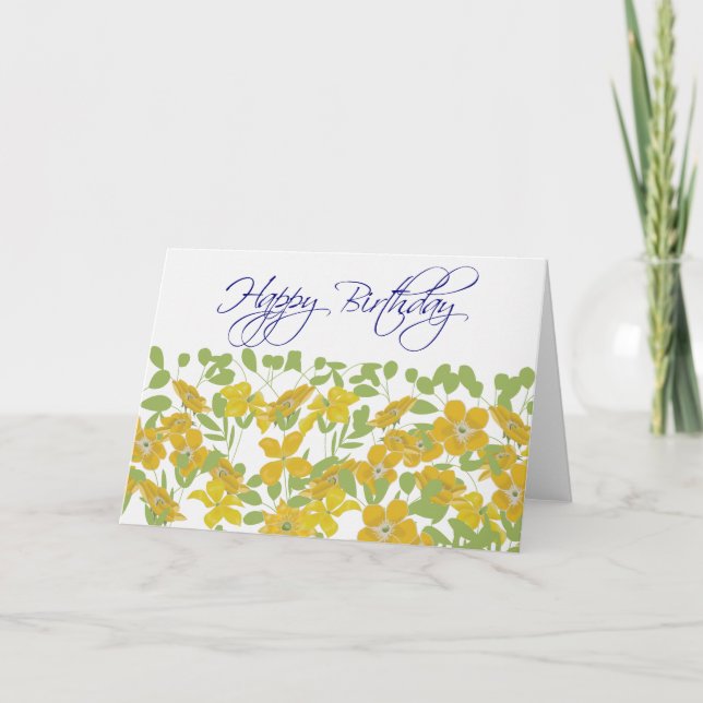Golden Floral Birthday Card (Front)