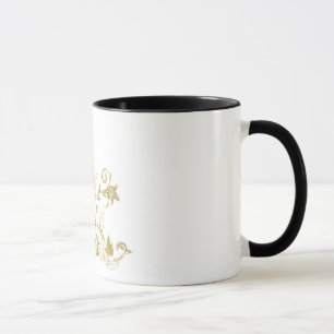 Golden floral butterfly mug